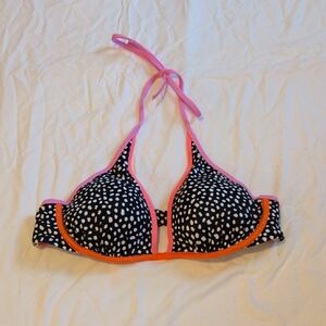 Victoria's Secret Black and Pink Polka Dot Bikini Top